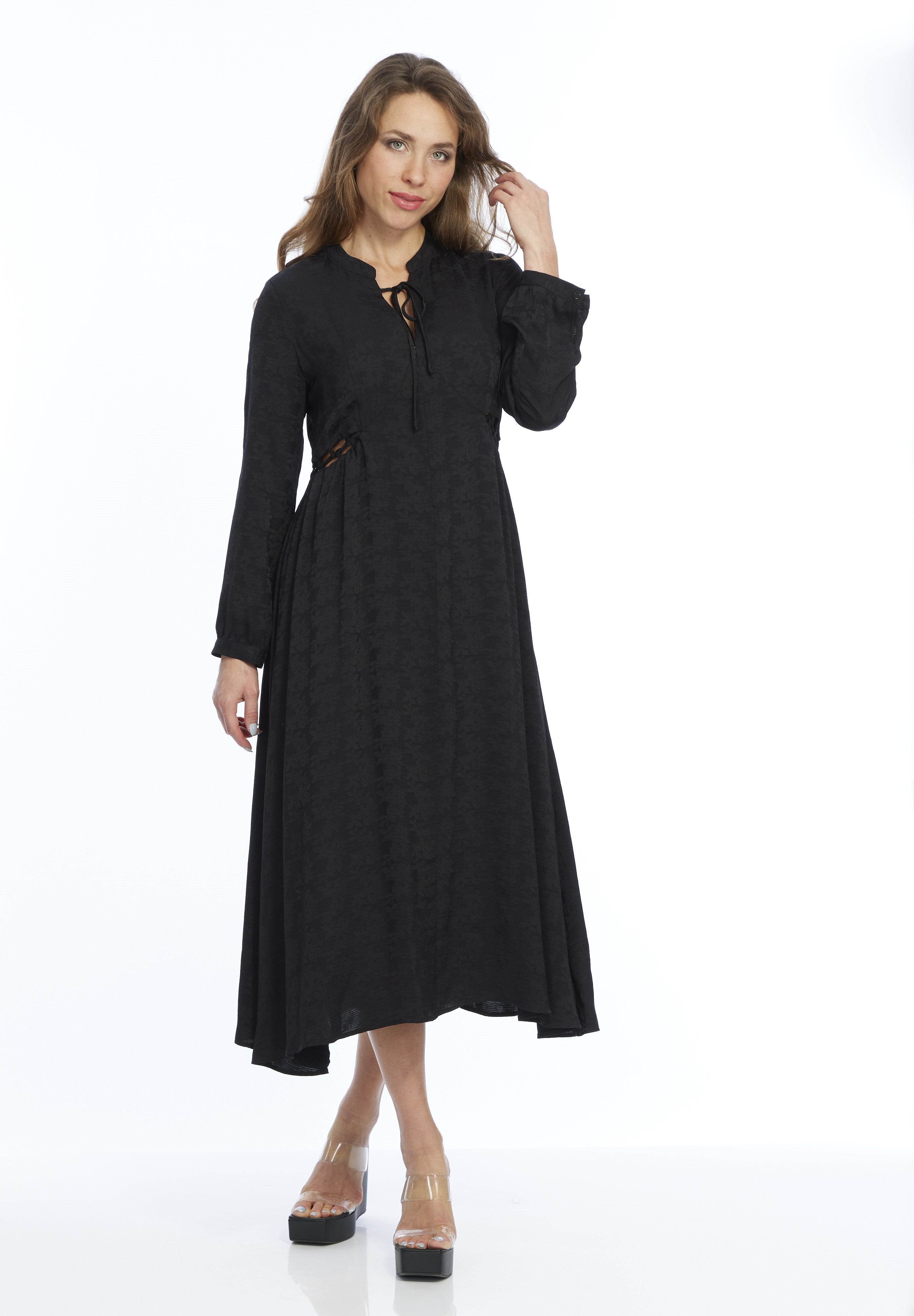 LIOR Aurora Black Jacquard Dress