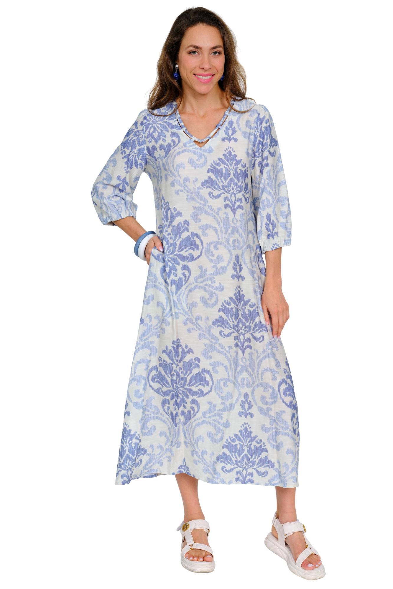 blue midi dress for women