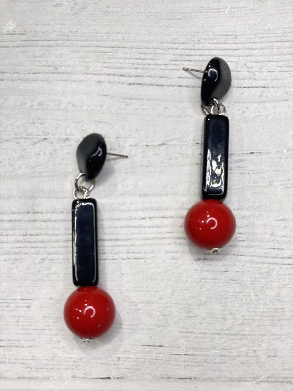 Alisha D Black Red Drop Earring
