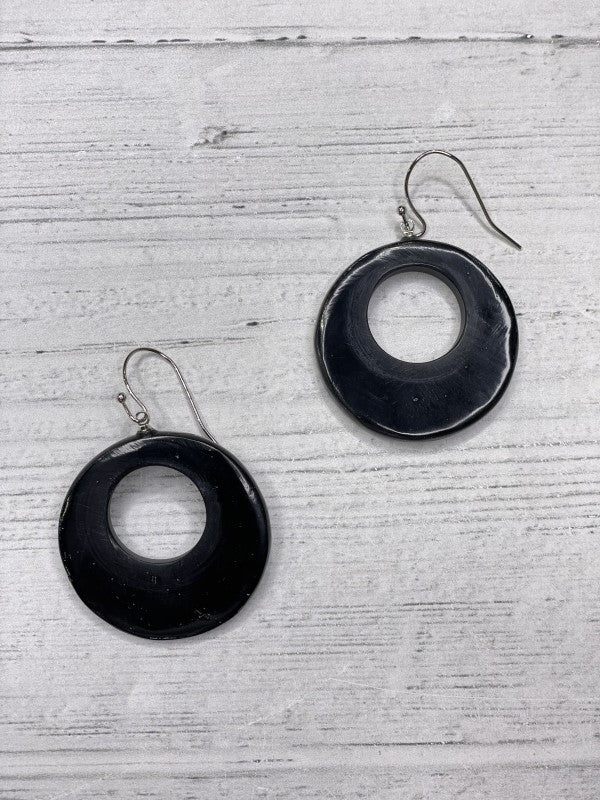Alisha D Dangle Black Resin Hook Earrings