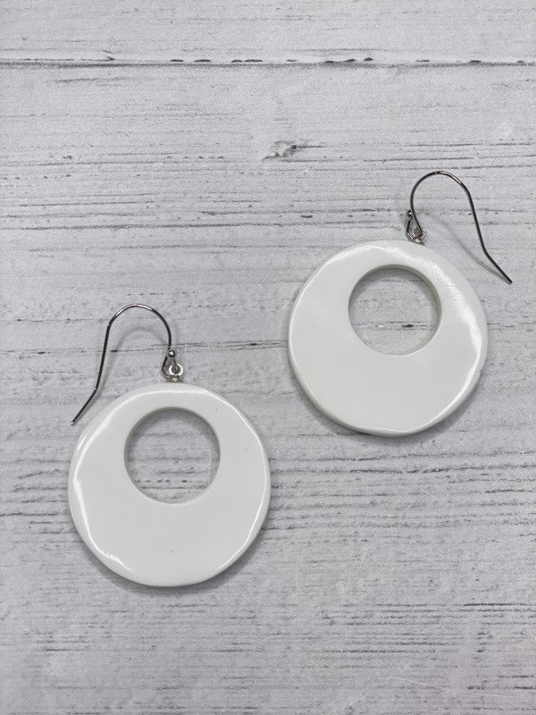 Alisha D Dangle White Resin Hook Earrings