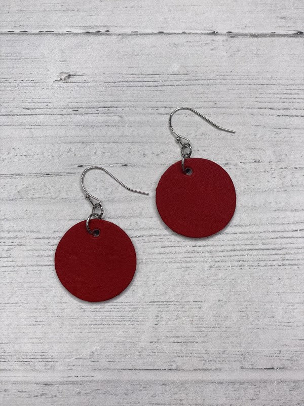 Alisha D Dangle Synthetic Leather Red Earrings