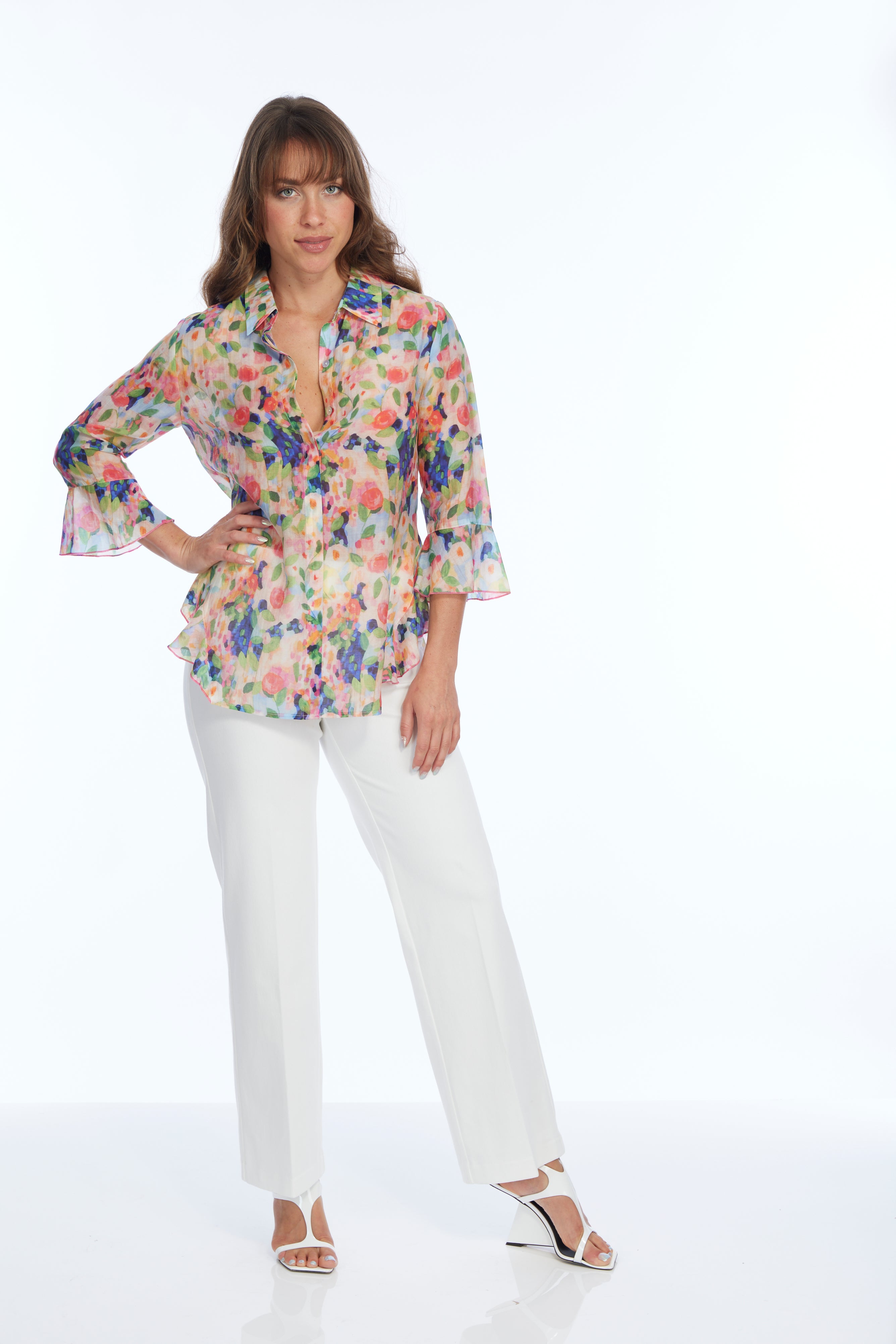 LIOR Women's Flare Leg Soft Twill White Denim Jean-"Stella"
