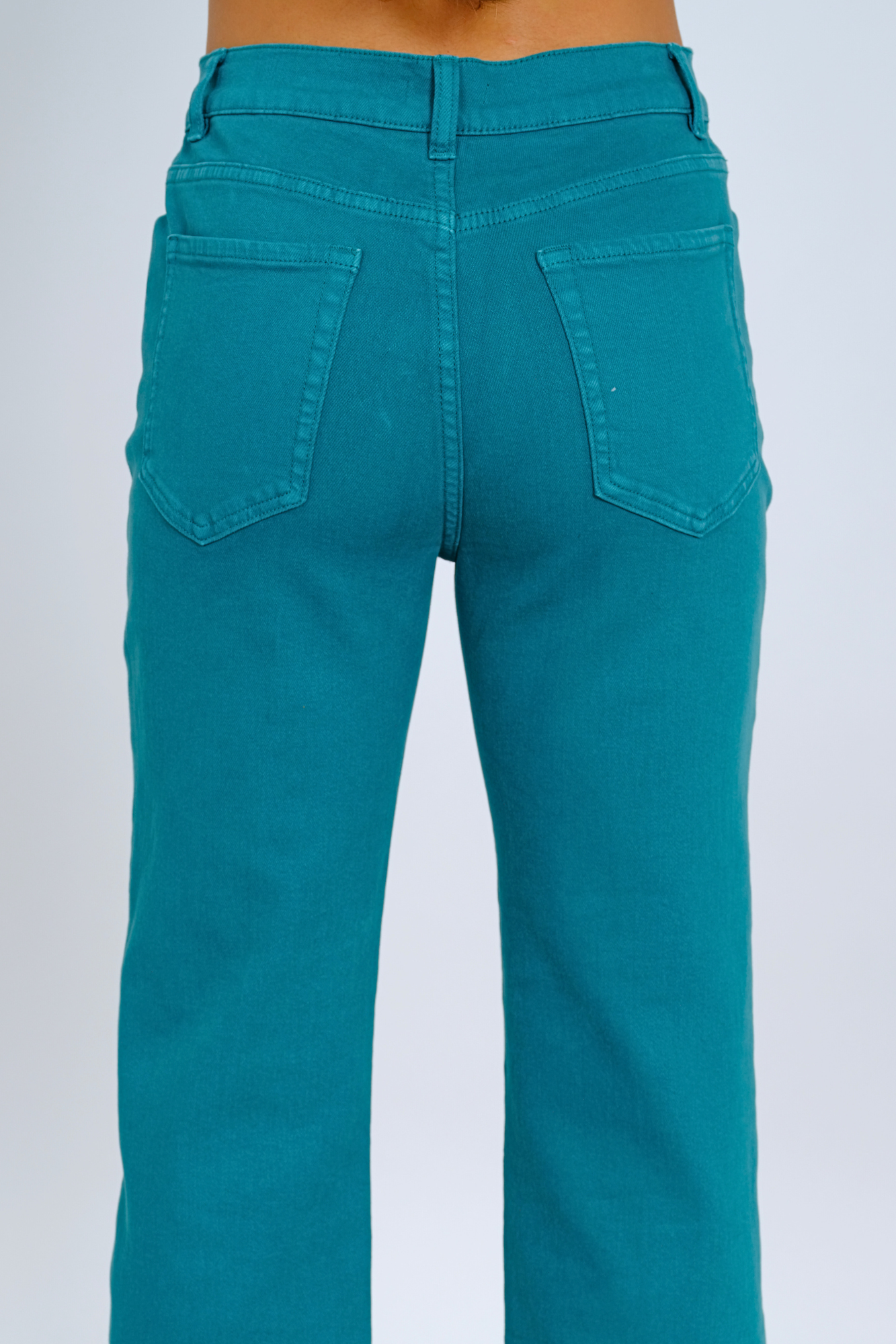 Women's Teal Green High Waist Mom Jean - "Juno"