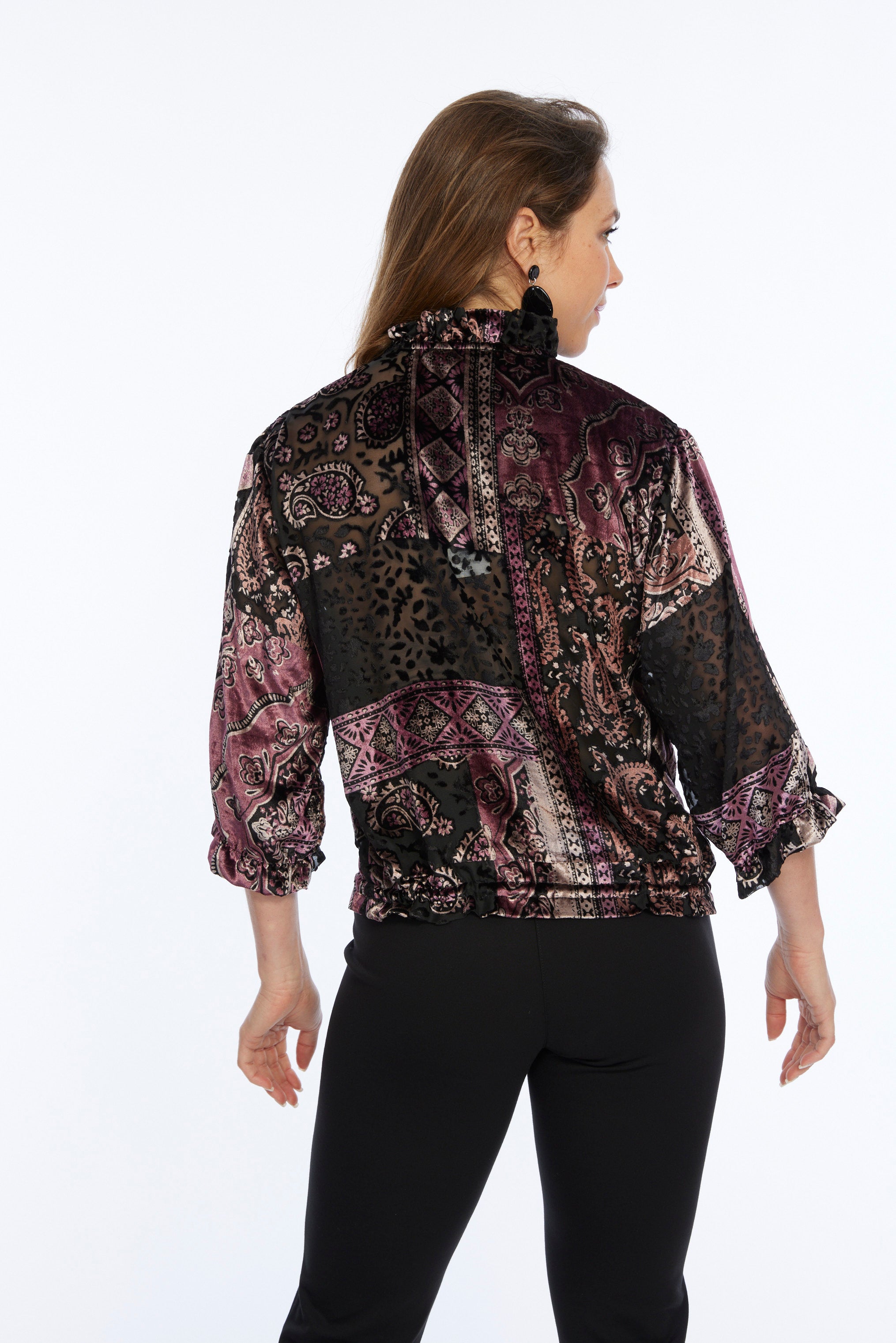 Paisley Print 3/4 Ruffle Sleeves Jacket Jace