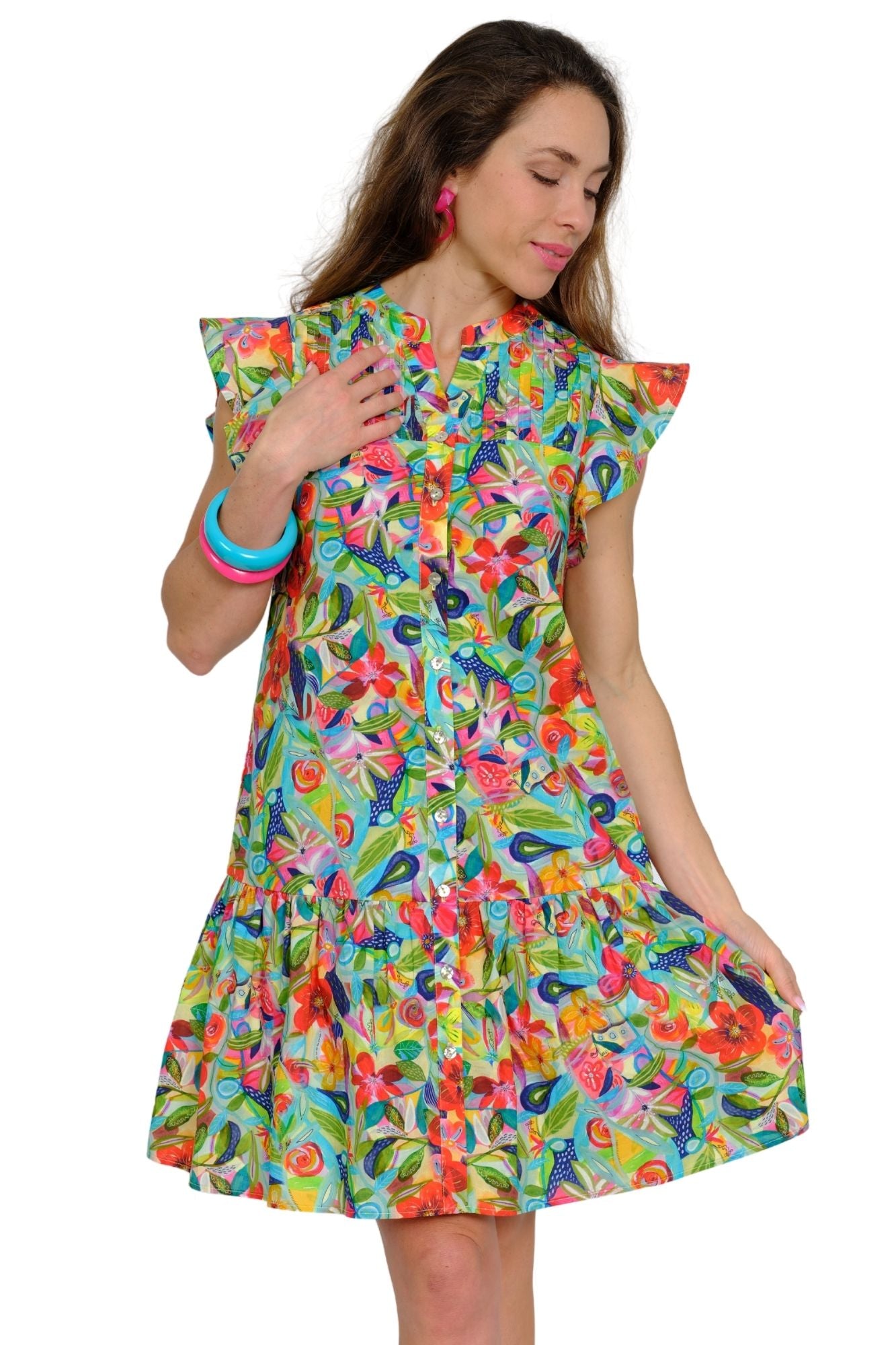 Floral flounce hem mini dress for women, ideal for vacation and resort wear