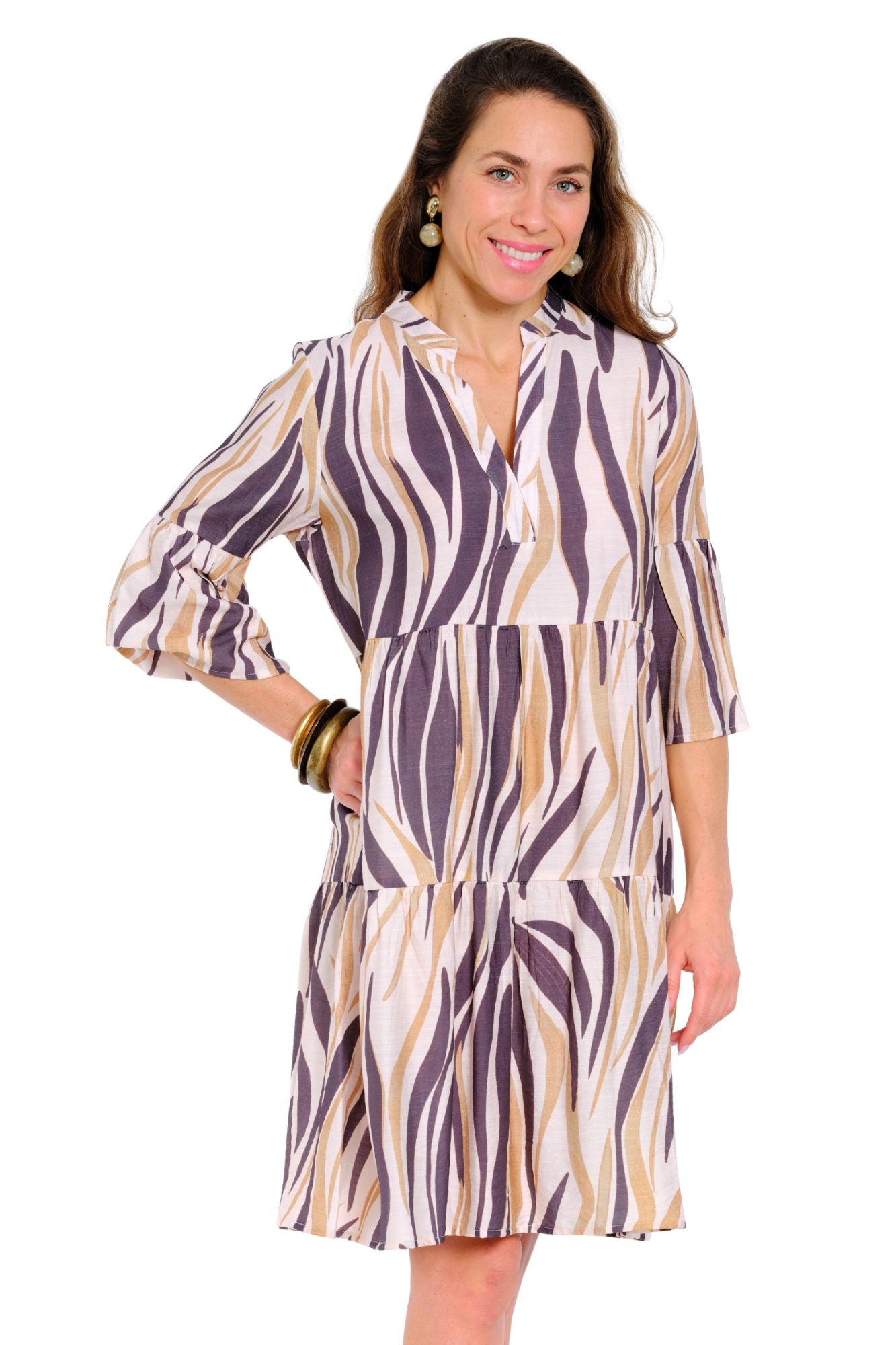 Printed tiered mini dress for women ideal for everyday casual wear