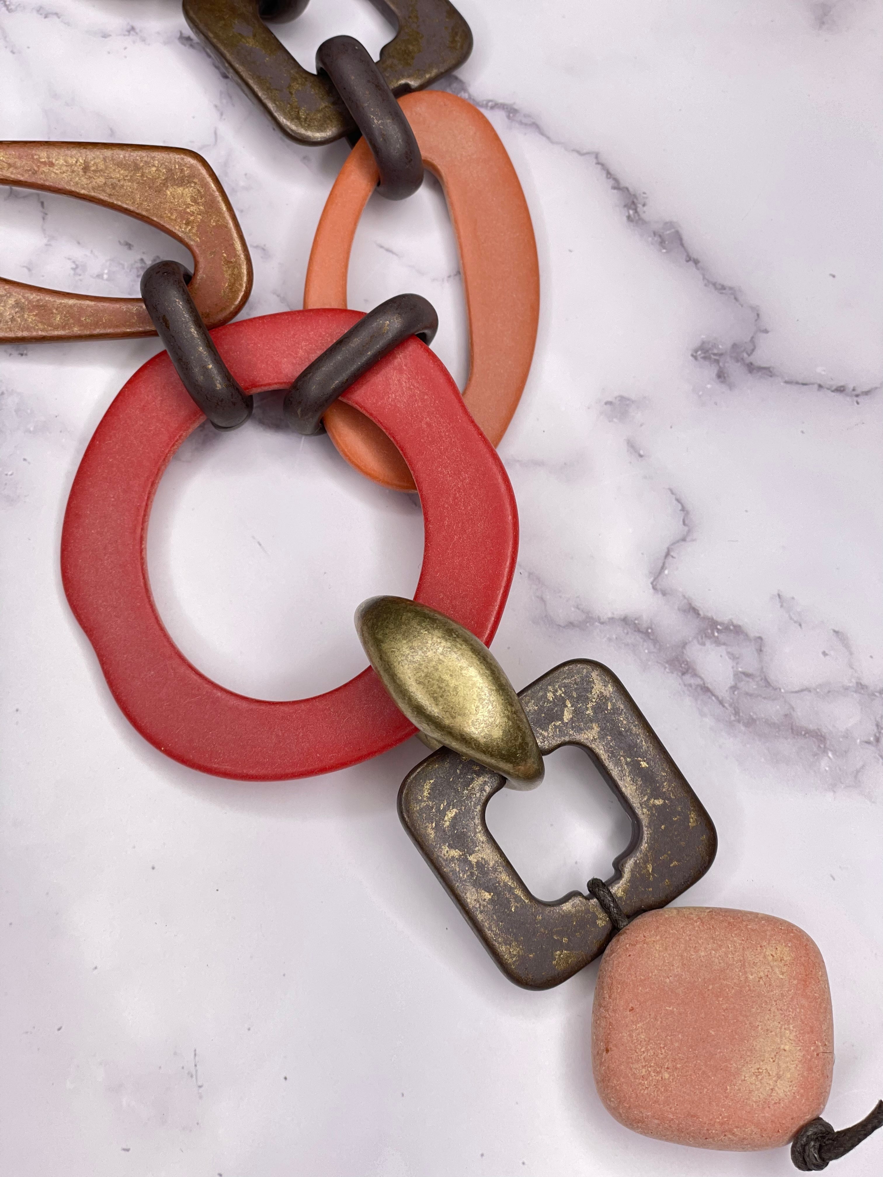 Alisha D Long Geometric Pieces Resin Pendant Acrylic Statement Necklace