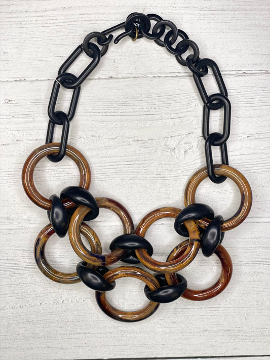 Multi ring black chunky necklace