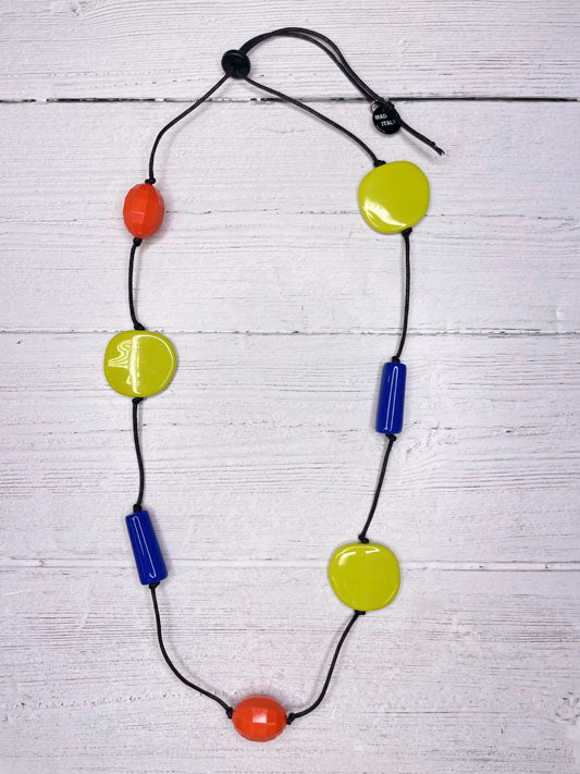 Alisha D Resin Acrylic Coin Beaded Adjustable Cord Necklace