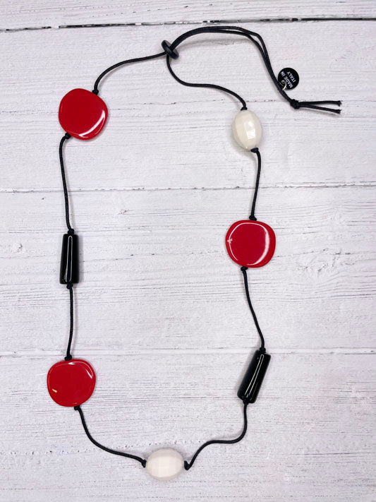 Alisha D Resin Acrylic Coin Beaded Adjustable Cord Necklace