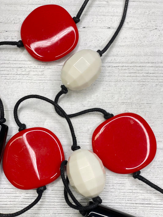 Alisha D Resin Acrylic Coin Beaded Adjustable Cord Necklace