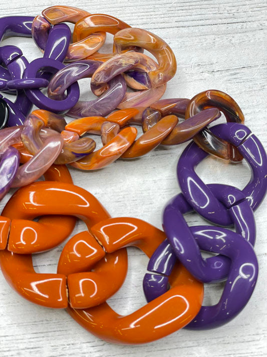 Alisha D Women's Chunky Resin Curb Link Statement Necklace