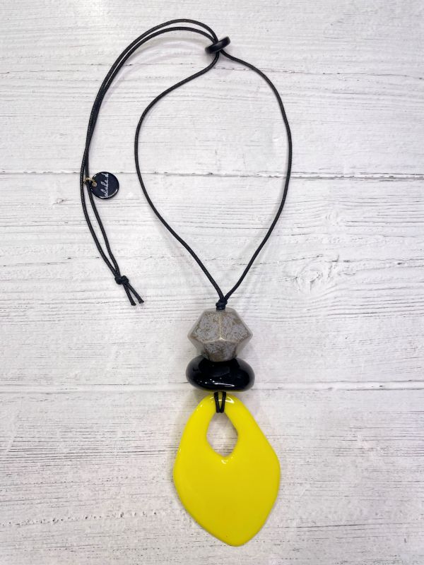 Alisha.D Yellow Open Teardrop Pendant Necklace Adjustable Cord
