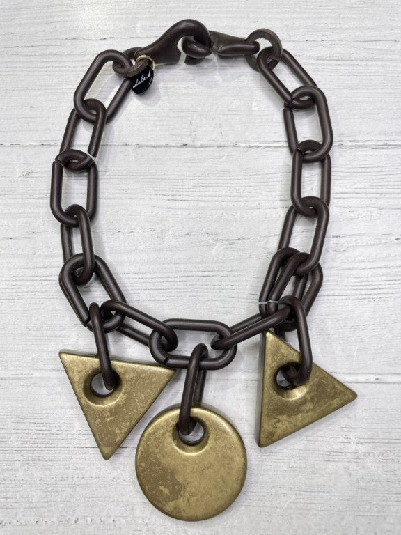 Alisha D Women's Chunky Statement Necklace Resin Taupe Stone