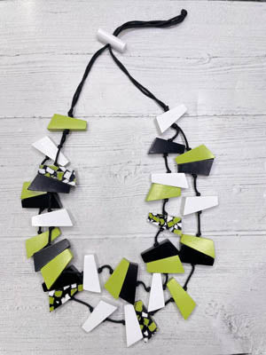 Alisha D Multi Strands Wood Statement Necklace Adjustable Cord