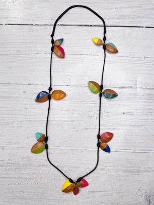 Alisha D Long Multicolor Statement Necklace Adjustable Cord