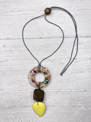 Alisha D Multicolor Resin Pendant Statement Necklace Adjustable Cord