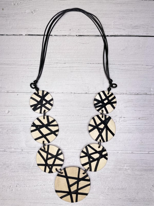 Alisha D Black Leather Wrapped Round Bead Necklace