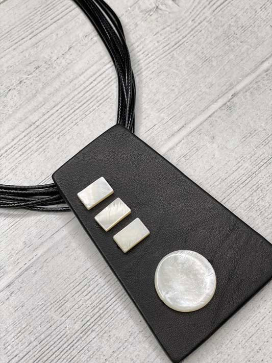 Alisha d Handmade Statement Pendant Multi Strand Cord Black With White Detail