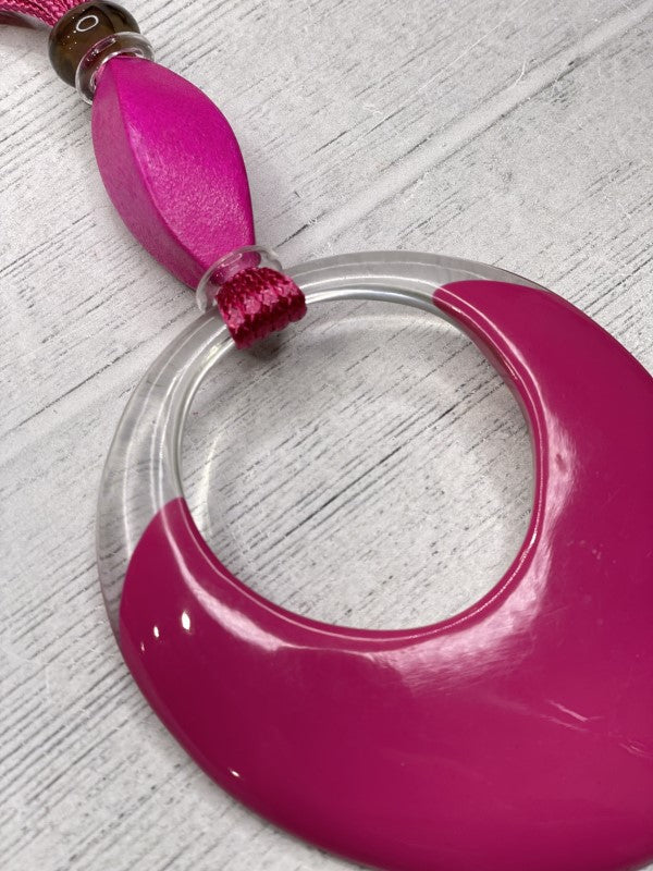 Alisha D Fuchsia Resin Pendant Statement Necklace