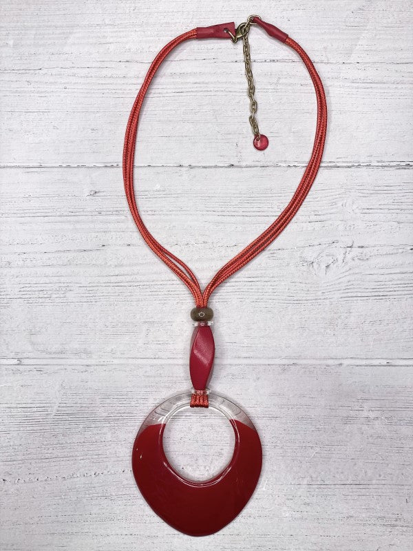 Alisha D Red Resin Pendant Statement Necklace