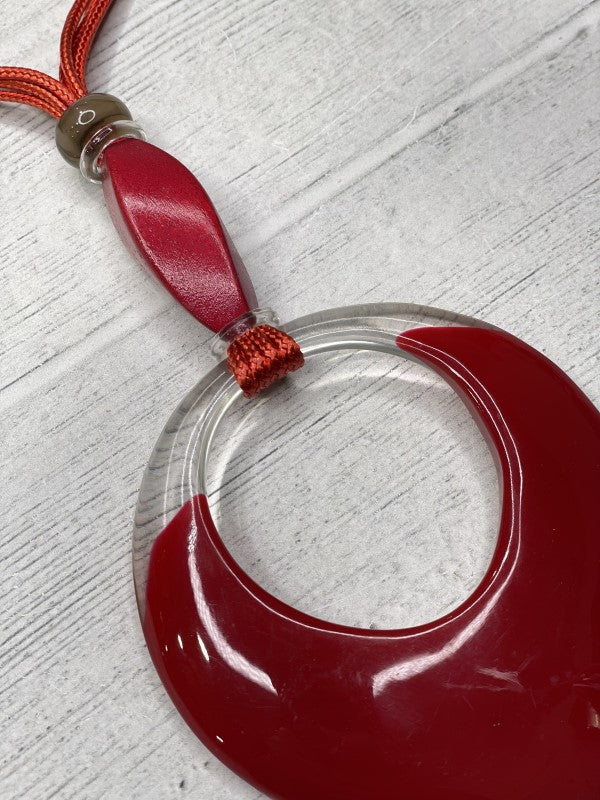 Alisha D Red Resin Pendant Statement Necklace