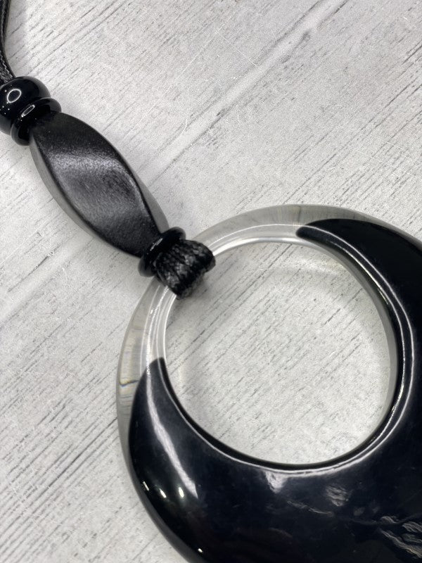 Alisha D Black Resin Pendant Statement Necklace