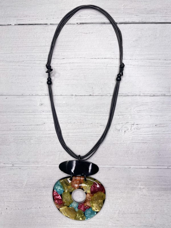 Alisha D Long Multicolor Pendant Statement Necklace Adjustable Cord