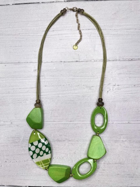 Alisha D Long Green Beaded Resin Statement Necklace