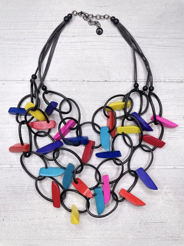 Alisha D Multi Strands Statement Necklace Multicolor Wood