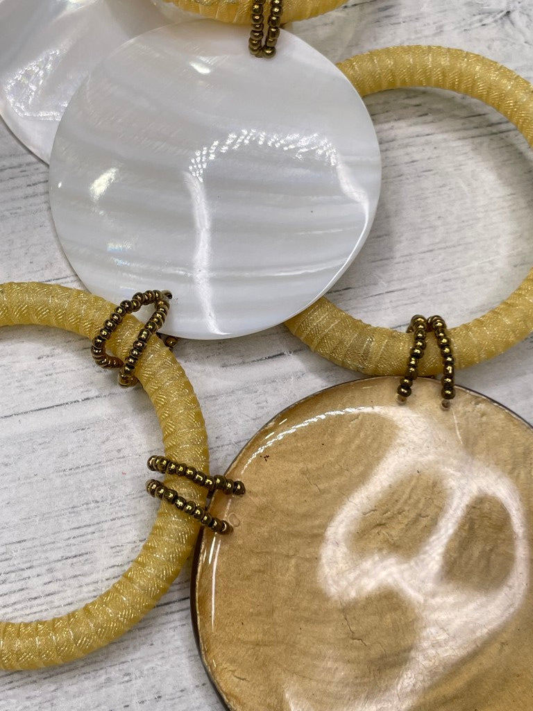 Alisha D Beige Tone Resin and White Shell Statement Handmade Necklace
