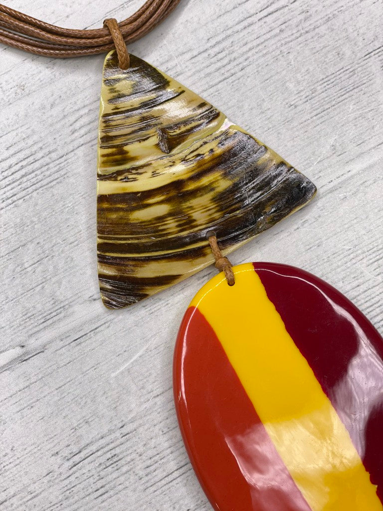 Alisha D Tricolor Resin Pendant Necklace