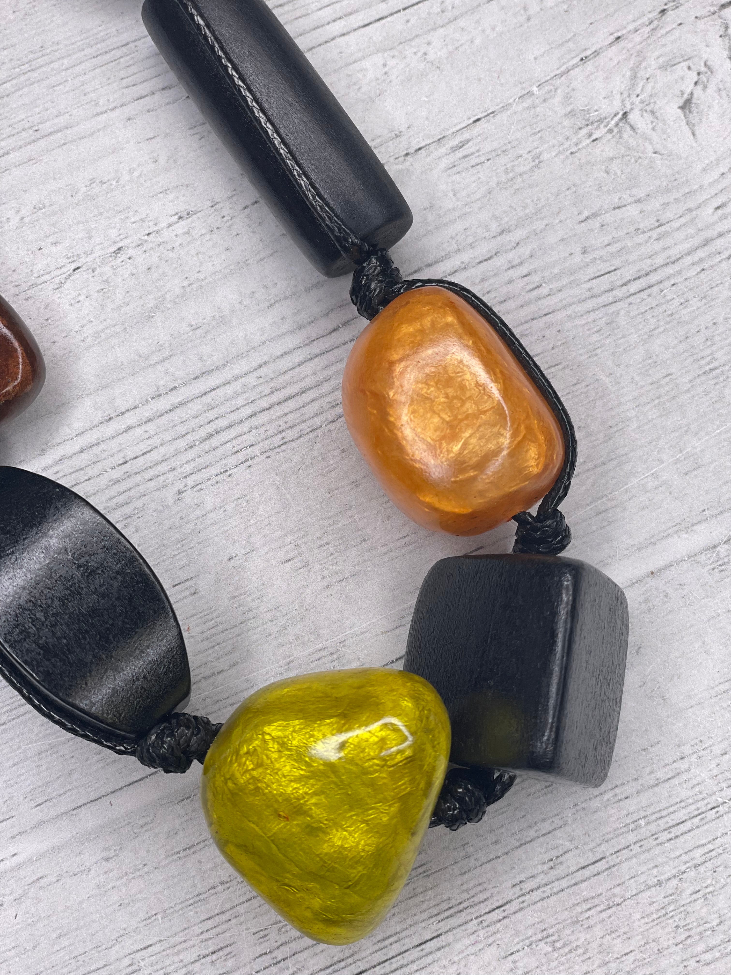 Alisha D Autumn Glow Resin Beaded Statement Necklace