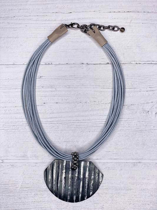 Alisha D Statement Shell Hand Painted Pendant Necklace Multi Strands Cord