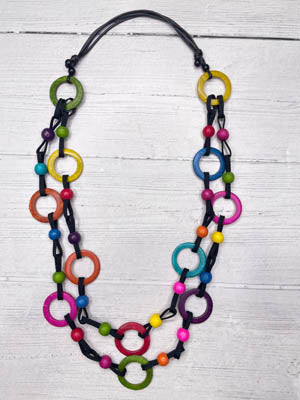Alisha D Handmade Multicolor Long Statement Necklace Multi Strand Adjustable Cord