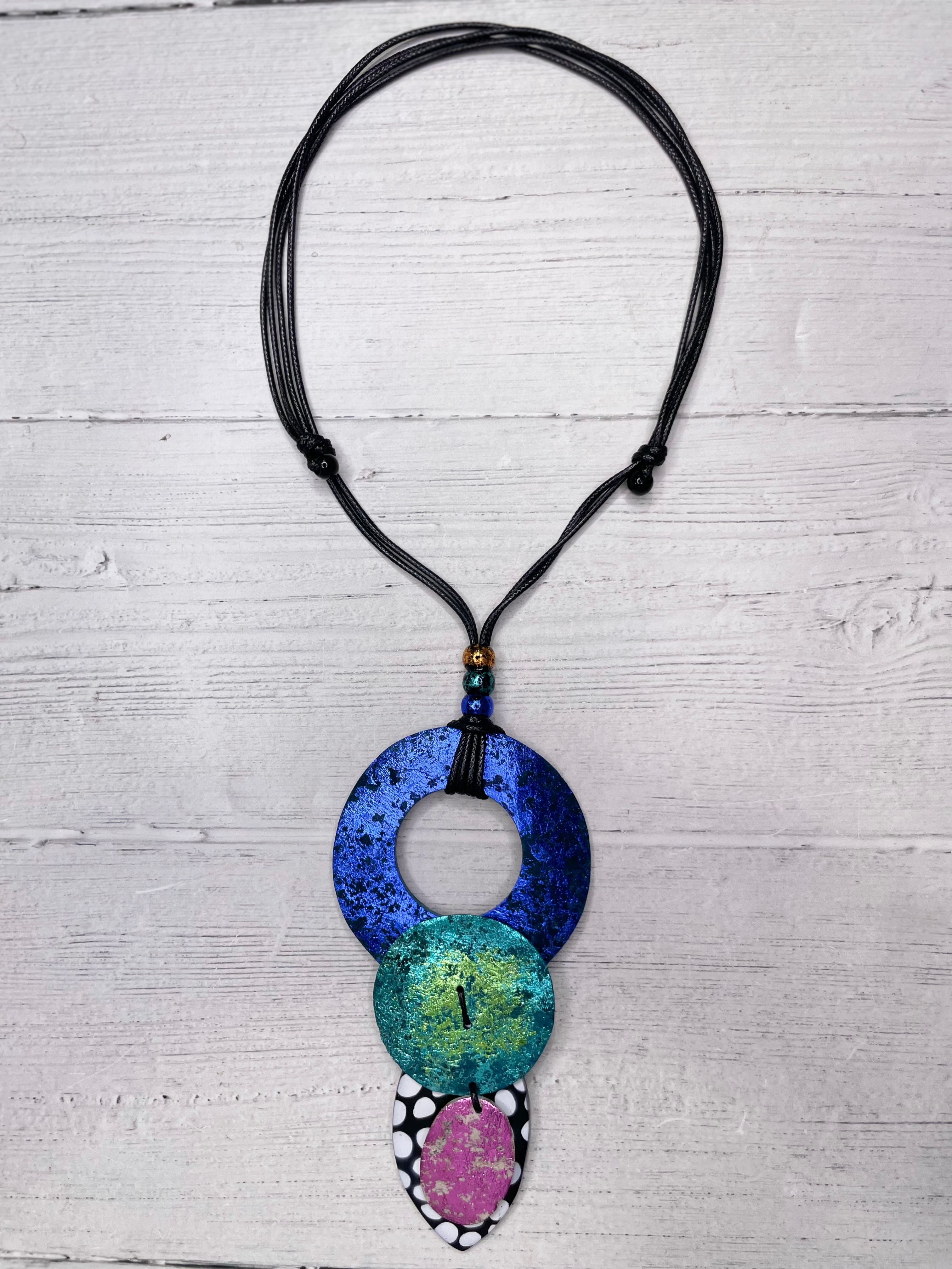 Alisha D Necklace Circle Pendant Adjustable Cord