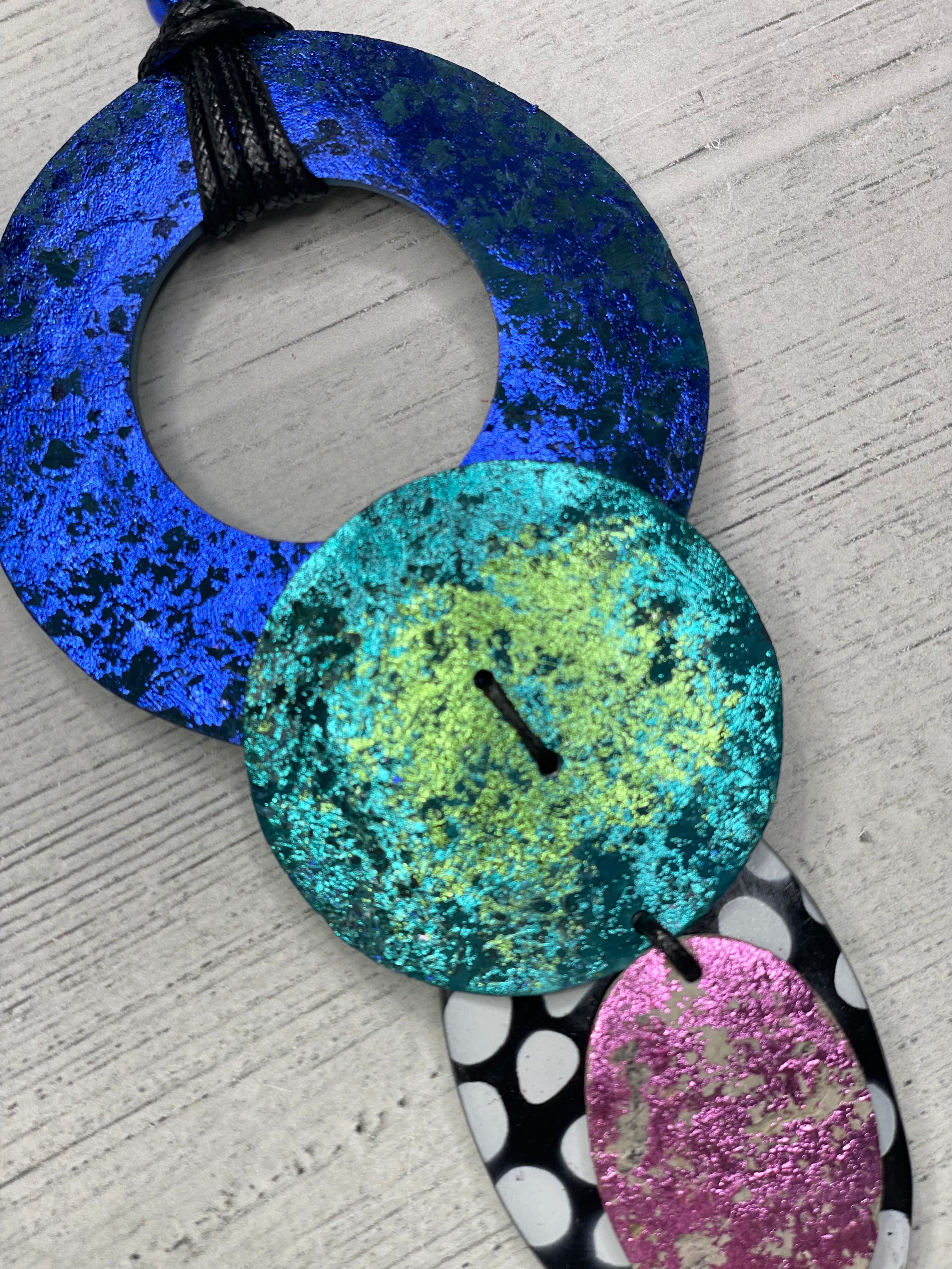 Alisha D Necklace Circle Pendant Adjustable Cord