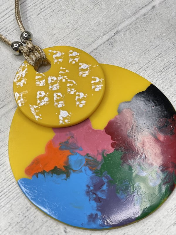 Alisha D Big Multicolor Pendant Statement Necklace Adjustable Cord