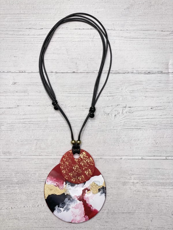 Alisha D Big Pendant Statement Necklace Adjustable Cord