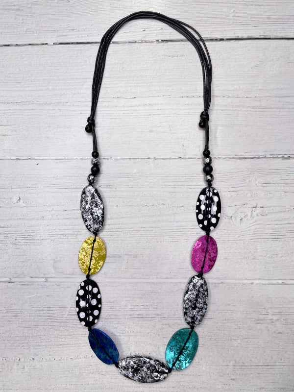 Alisha D Long Multicolor Statement Necklace Adjustable Cord