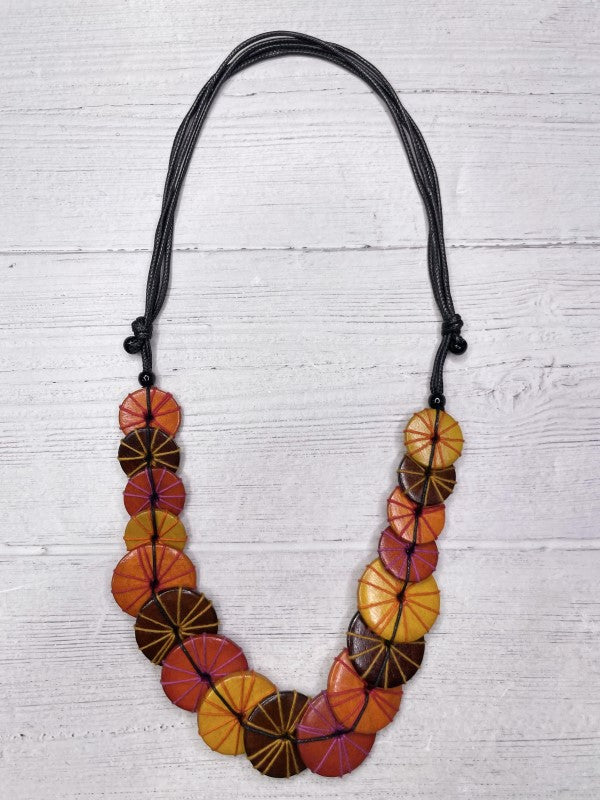 Alisha D Handmade Long Orange Tone Necklace Adjustable Cord
