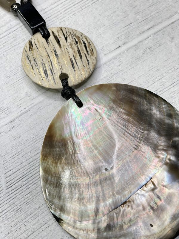 Alisha D Pendant Shell Necklace Handmade Adjustable Cord