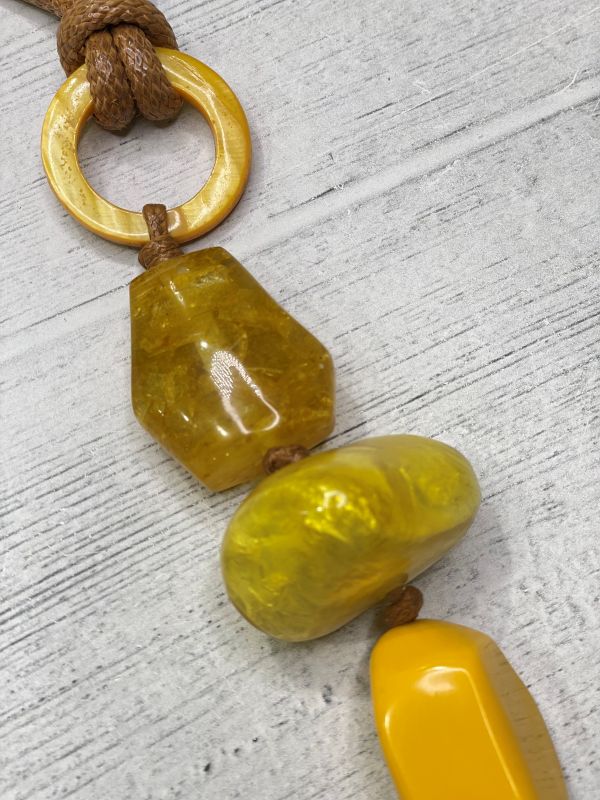 Alisha D Yellow Asymmetrical Resin Pendant Statement Necklace