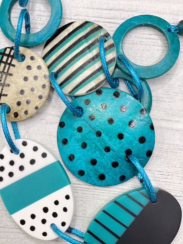 Alisha D Long Statement Necklace Adjustable Cord In Turquoise