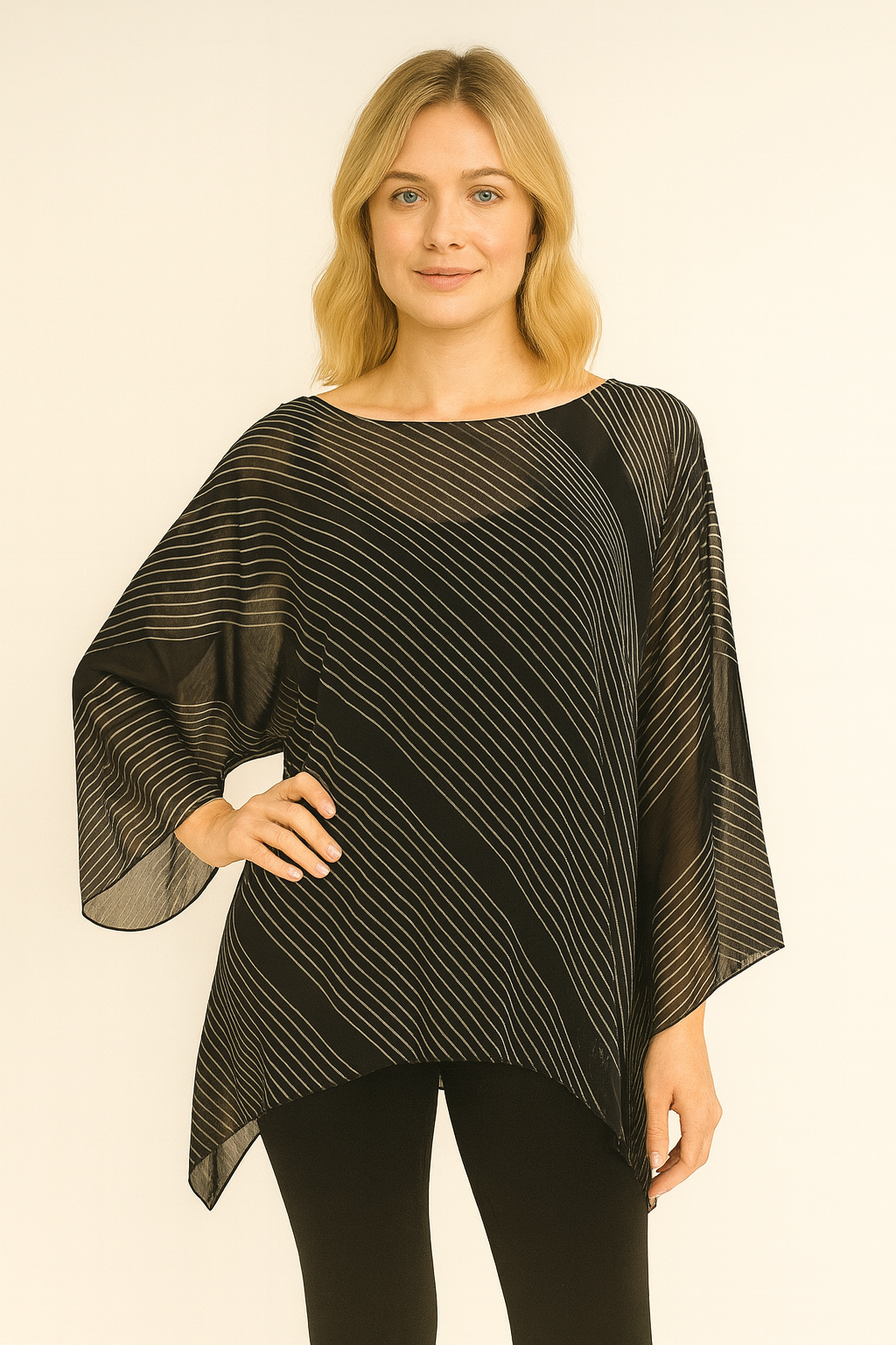 Navy Stripes One Size Fits All Sheer Top LIOR