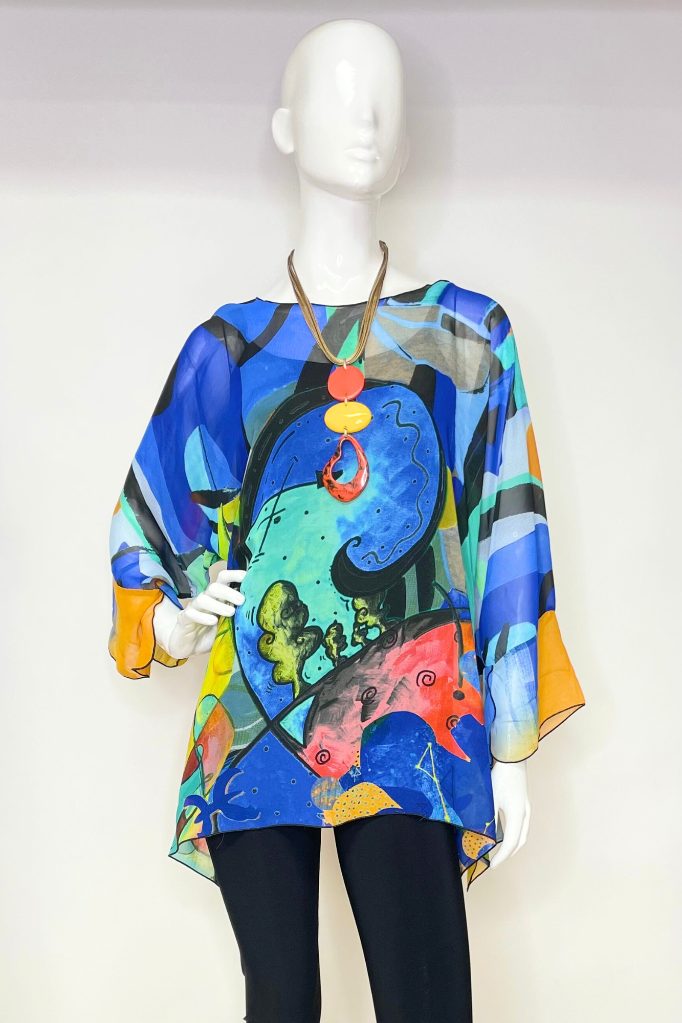 Dark Blue Elegant Sheer Blouse One Size Fits All | LIOR