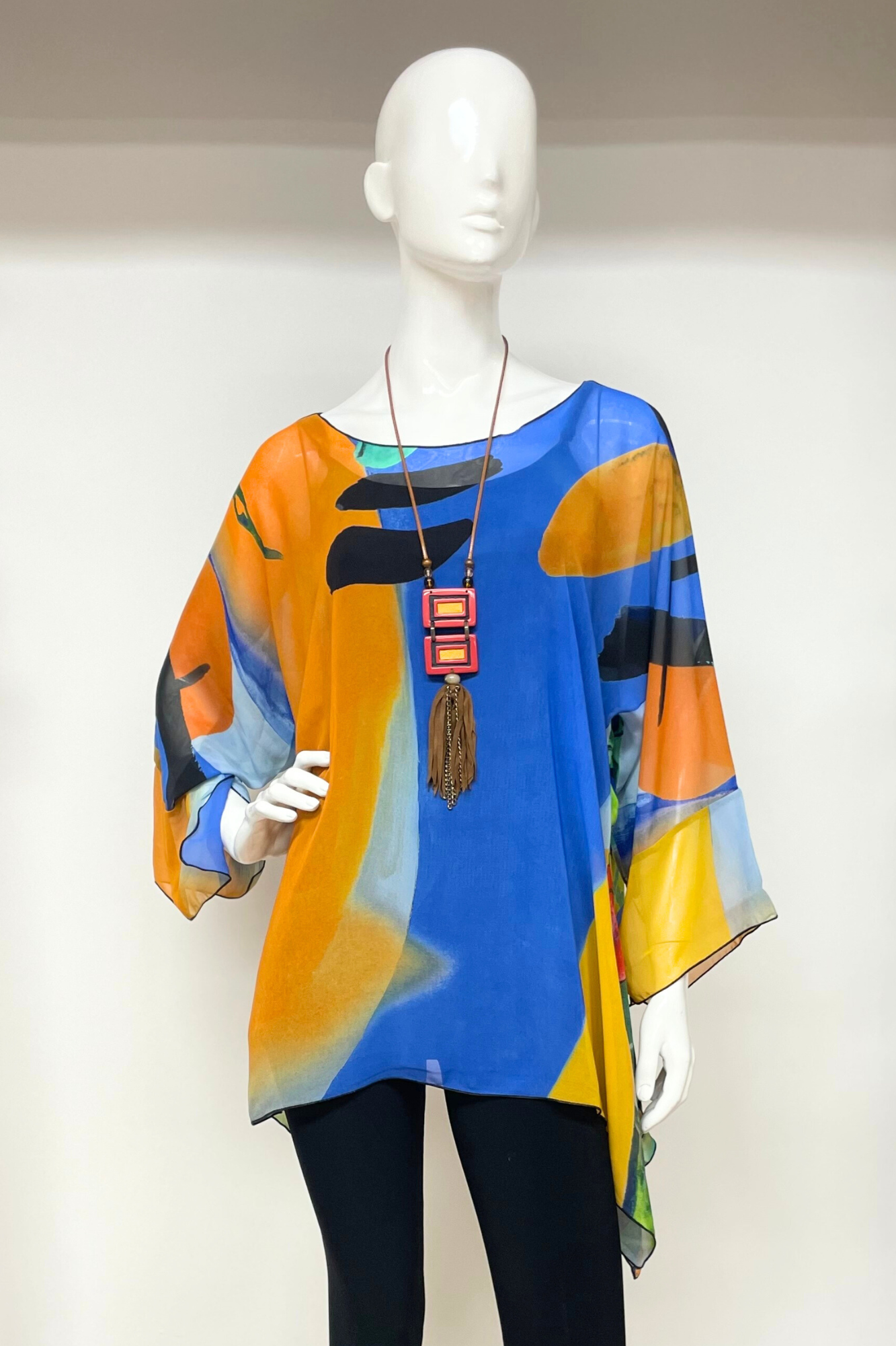 Dark Blue Elegant Sheer Blouse One Size Fits All | LIOR