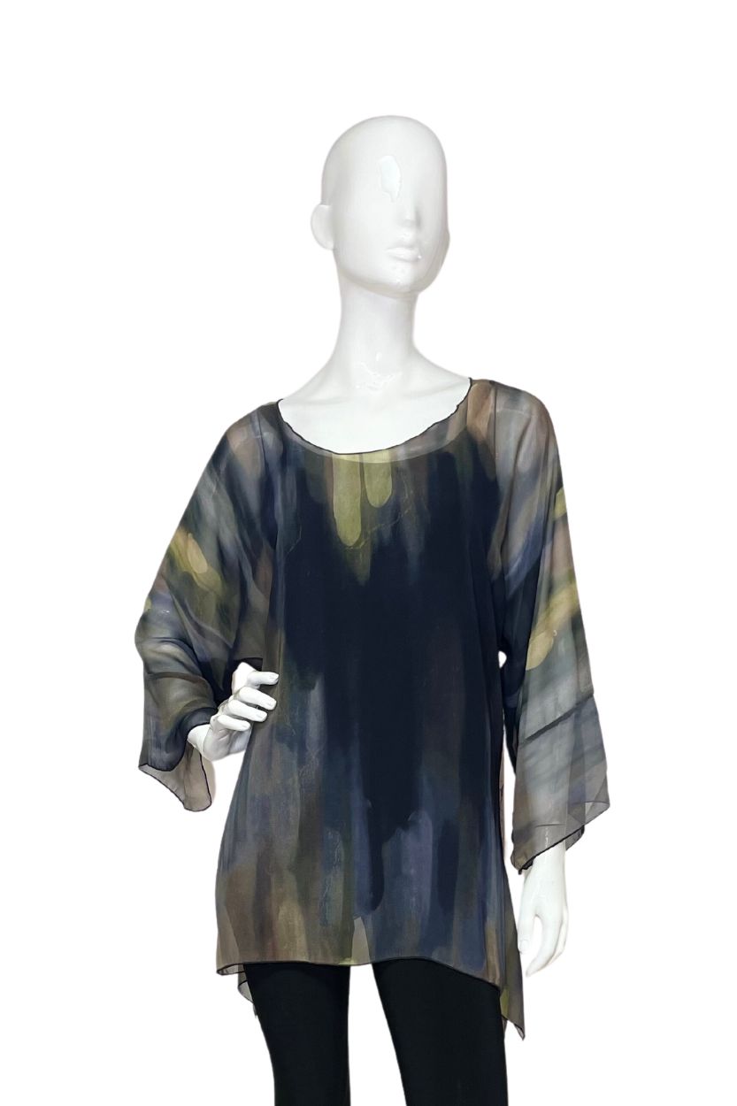 Floral Taupe Sheer One Size Blouse | LIOR