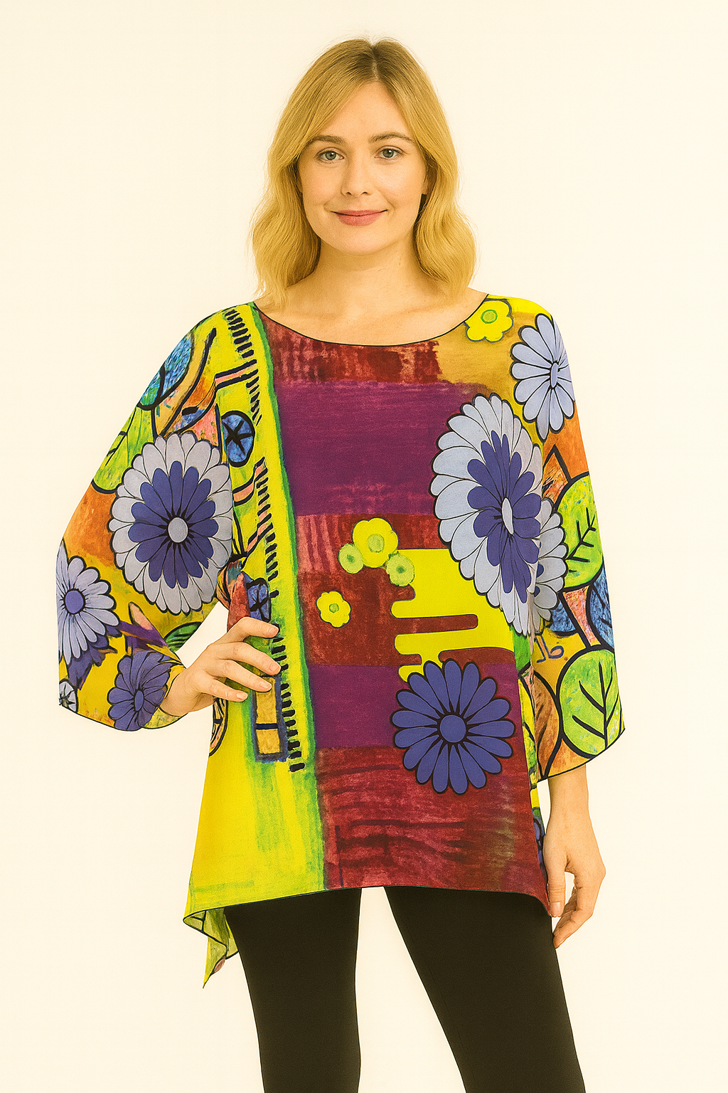 Lior One Size Fits All Enchanted Garden Print Tunic Top Women's